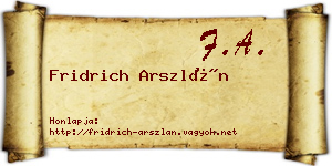 Fridrich Arszlán névjegykártya